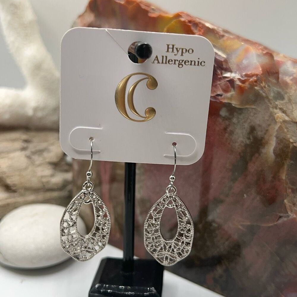 Charming Charlie Silver Dangle Filligree Earrings - Picture 12 of 12